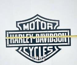Large Harley Davidson Motorcycle Bar and Shield Metal Wall Art Approx 30x 22.5