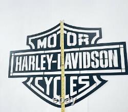 Large Harley Davidson Motorcycle Bar and Shield Metal Wall Art Approx 30x 22.5