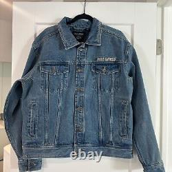 Men's Bar & Shield Logo Denim Jacket- NEW