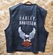 Men's Harley-davidson Black Leather Vest Bar And Shield Eagle 2xl Xxl 03402