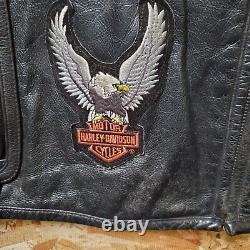 Men's Harley-Davidson Black Leather Vest Bar and Shield Eagle 2XL XXL 03402