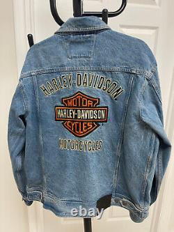 Men's Harley-Davidson Denim Jacket Size L Bar & Shield Logo