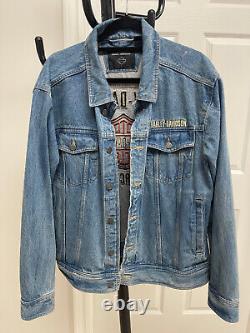 Men's Harley-Davidson Denim Jacket Size L Bar & Shield Logo