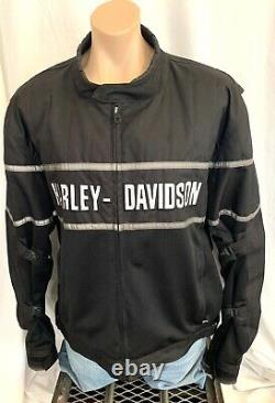 Men's Harley Davidson Mesh Riding Jacket Reflective Bar & Shield Gray XXXL 3x