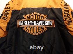 Mens Harley Davidson Jacket Black Orange Nylon Bomber Bar & Shield Racing XL