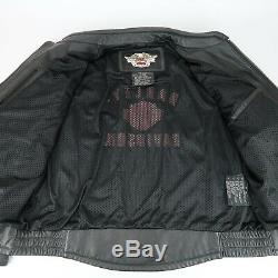 Mens Harley Davidson Leather jacket Black Embossed Bar Shield Vented SZ 3XL