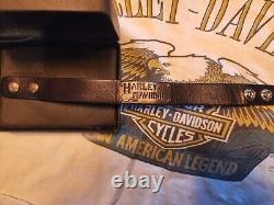 Mens Harley Davidson Logo ID Leather Cuff Bracelet With Bar & Shield By MOD