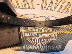 Mens Harley Davidson Logo ID Leather Cuff Bracelet With Bar & Shield By MOD