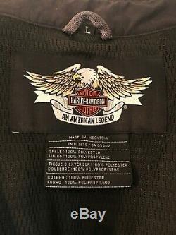 Mens Harley Davidson Mesh Motorcycle Jacket Gray Armor Bar Shield Size L