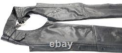 Mens harley davidson chaps S black leather vintage biker pants bar shield vtg