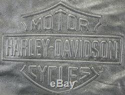 Mens harley davidson jacket leather bomber 2xl xxl black embossed bar shield
