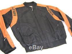 Mens harley davidson jacket s m nylon black orange bar shield 97068-00V zip up