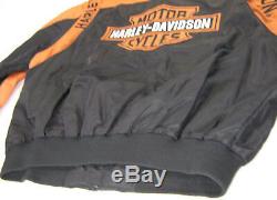 Mens harley davidson jacket s m nylon black orange bar shield 97068-00V zip up