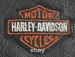 Mens harley davidson leather chaps L black orange stock 98090-06VM bar shield