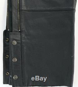 Mens harley davidson leather chaps xl black stock 98090-06VM bar shield uncut