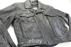 Mens harley davidson leather jacket 2XL black nevada 98122-98VM bar shield liner
