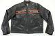 Mens Harley Davidson Leather Jacket M Black Orange Goldberg Gray Reflective Bar