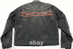 Mens harley davidson leather jacket M black orange GOLDBERG gray reflective bar