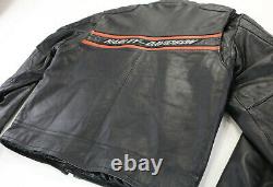 Mens harley davidson leather jacket M black orange GOLDBERG gray reflective bar