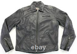 Mens harley davidson leather jacket S black Open Road embossed bar shield zip