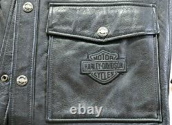 Mens harley davidson leather jacket coat S black snap up Spirit 3/4 thick bar