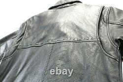 Mens harley davidson leather jacket coat S black snap up Spirit 3/4 thick bar