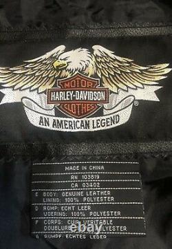Mens harley davidson leather shirt jacket 2XL black bar shield snap