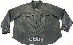 Mens harley davidson leather shirt jacket 2XL black bar shield snap 98111-98VM
