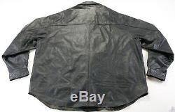 Mens harley davidson leather shirt jacket 2XL black bar shield snap 98111-98VM
