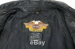 Mens harley davidson leather shirt jacket 3xl black bar shield snap 98111-98VM
