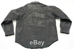 Mens harley davidson leather shirt jacket L black bar shield snap 98111-98VM zip