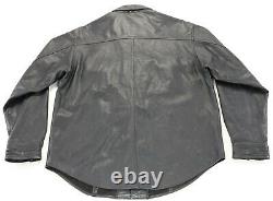 Mens harley davidson leather shirt jacket XL black bar shield snap 98111-98VM
