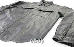 Mens harley davidson leather shirt jacket XL black bar shield snap 98111-98VM