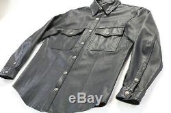 Mens harley davidson leather shirt jacket m black bar shield snap 98111-98VM