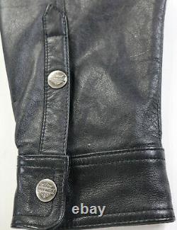 Mens harley davidson leather shirt jacket m black bar shield snap 98111-98VM