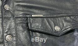 Mens harley davidson leather shirt jacket xl black bar shield snap 98111-98VM