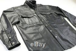 Mens harley davidson leather shirt jacket xl black bar shield snap 98111-98VM
