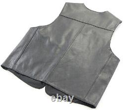 Mens harley davidson leather vest 2XL black basic skins rider snap bar shield