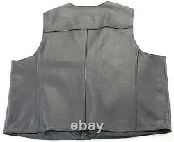 Mens harley davidson leather vest 4xl black orange stock bar shield snap up nwt