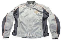 Mens harley davidson mesh jacket L bar shield gray orange black reflective armor