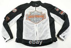 Mens harley davidson mesh jacket M Bar Shield orange black gray armor pockets