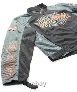 Mens harley davidson mesh jacket XL Bar Shield black orange gray zip lightweight