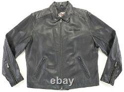 Mens harley davidson pebbled leather jacket XL black embossed bar shield zip euc