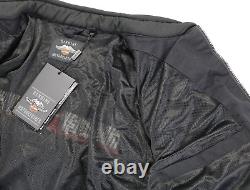 Mens harley davidson riding jacket 2XL black Trenton orange mesh bar shield zip