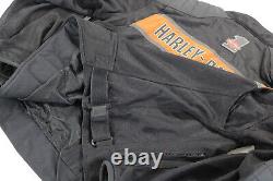 Mens harley davidson riding jacket 2XL black Trenton orange mesh bar shield zip