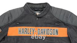 Mens harley davidson riding jacket 2XL black Trenton orange mesh bar shield zip