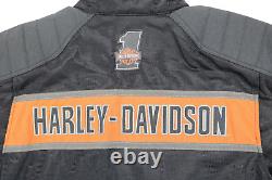 Mens harley davidson riding jacket 2XL black Trenton orange mesh bar shield zip