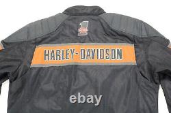 Mens harley davidson riding jacket 2XL black Trenton orange mesh bar shield zip