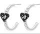 New Genuine Harley Jewelry Bar And Shield Black Heart Hoop Earrings Hde0547