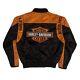 New Harley Davidson Black Orange Bar & Shield Nylon Racing Jacket